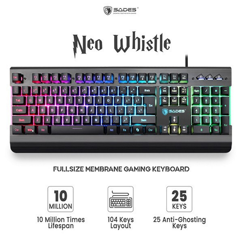 Sades Neo Whistle Membrane Gaming Keyboard SWEETLOOT