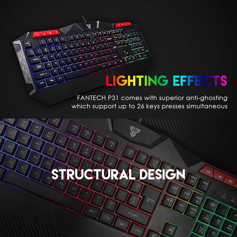 Fantech P31 Gaming Power Pack RGB Gaming Keyboard, Gaming Mouse and Mousepad Bundle SWEETLOOT