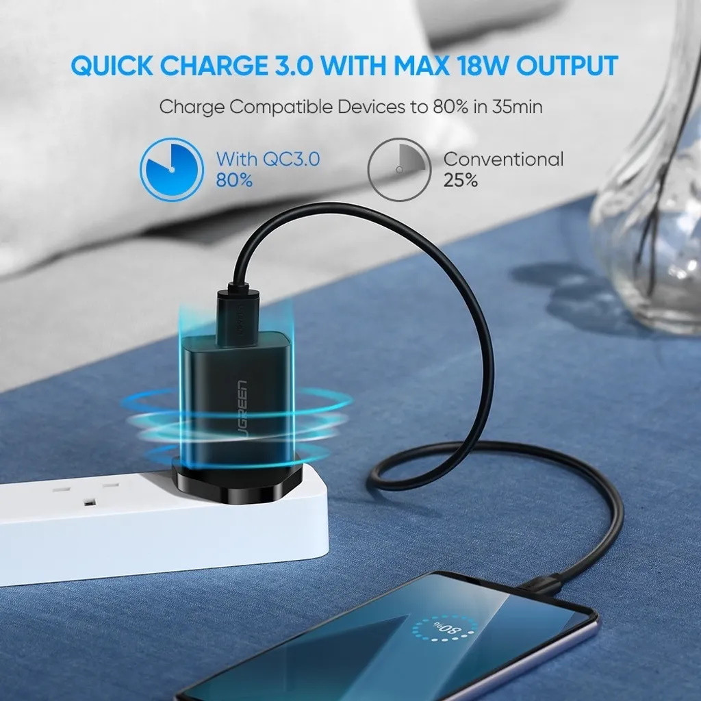 UGREEN 18W Quick Charge 3.0 Chargeur Secteur USB…