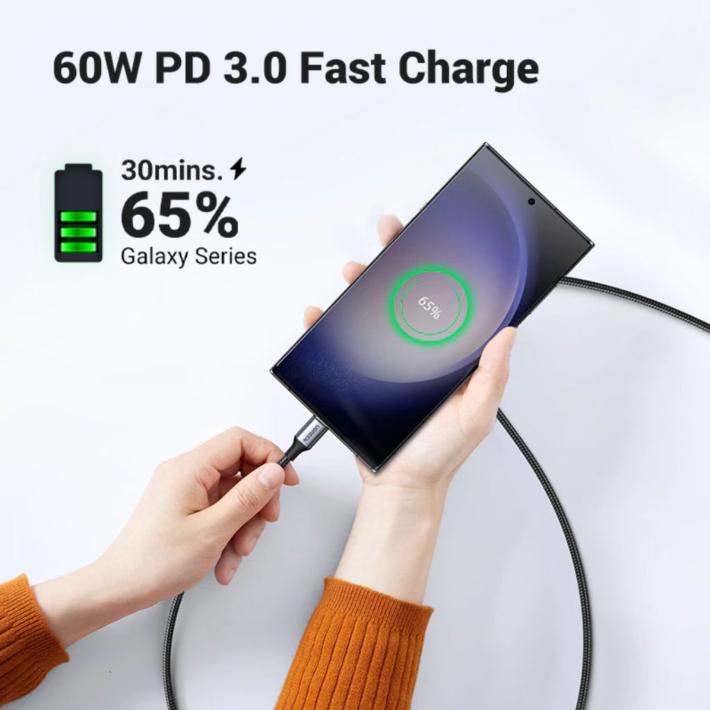 UGREEN USB-C to USB-C 60W PD Fast Charging Cable - Image 3