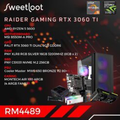 SWEETLOOT Raider - AMD Ryzen 5 5600 RTX 3060 Ti Gaming PC Package