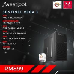 SWEETLOOT Sentinel AMD Athlon 3000G Vega 3 PC Package