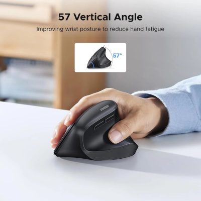 UGREEN Vertical Ergonomic Wireless 2.4GHz Mouse - 57 degree vertical angle
