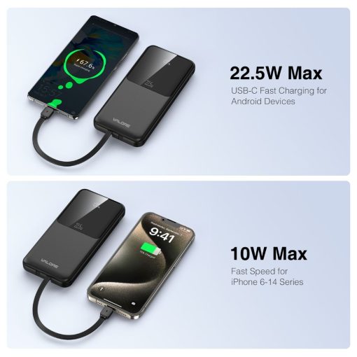 Valore PD50 PD20W 10000mAh Power Bank with Dual Built-in Cables - Image 6