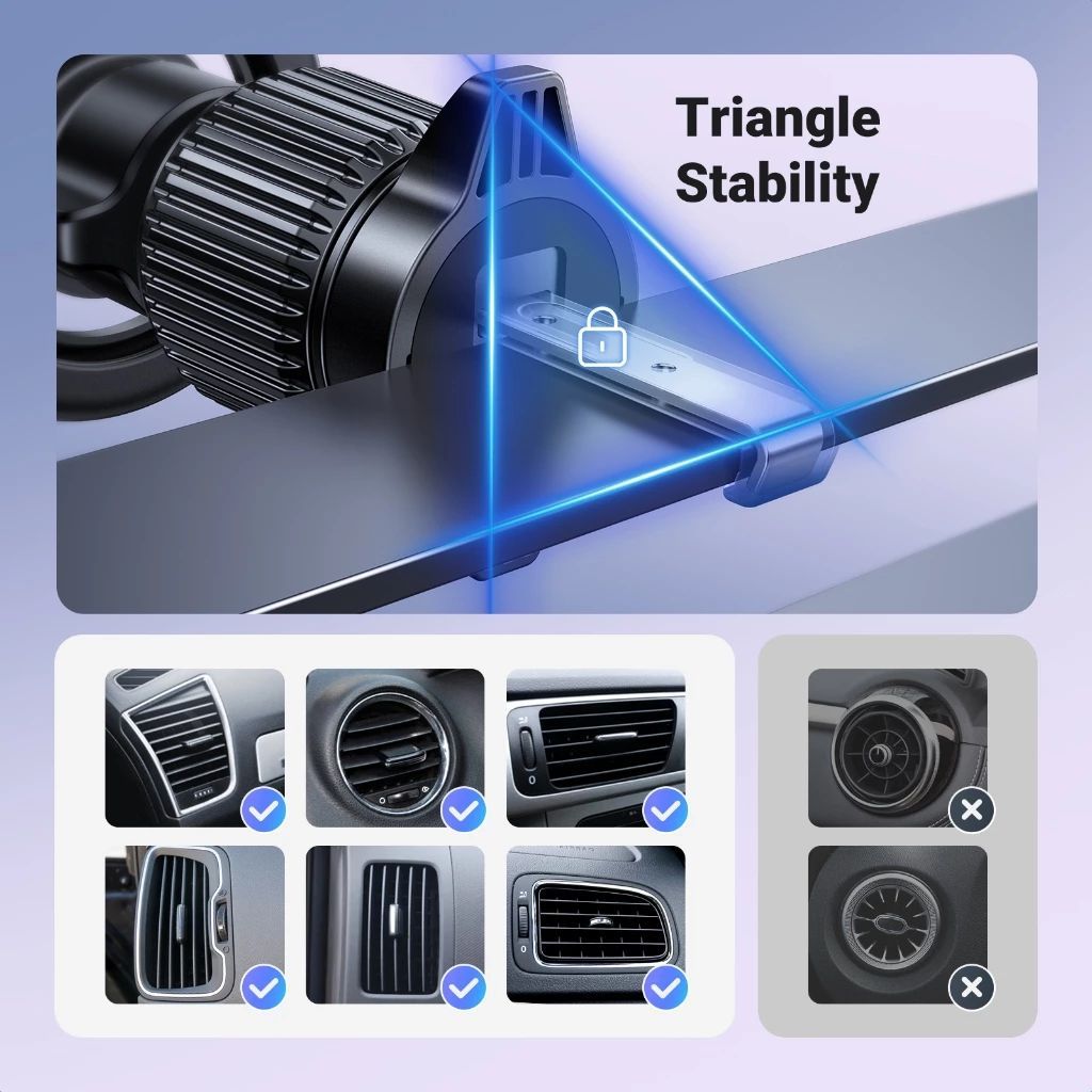 UGREEN 2-in-1 Air Vent Dashboard Magsafe Car Phone Mount - Image 5