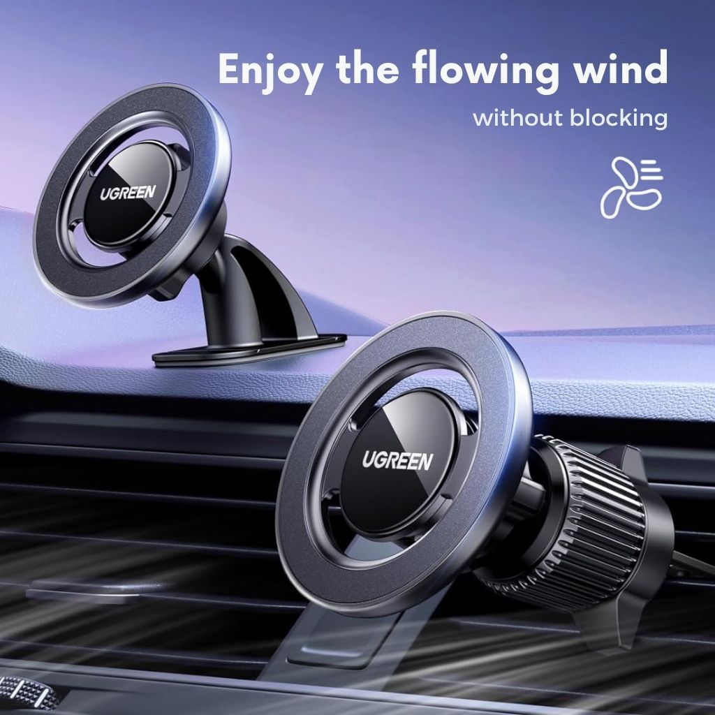 UGREEN 2-in-1 Air Vent Dashboard Magsafe Car Phone Mount - Image 9
