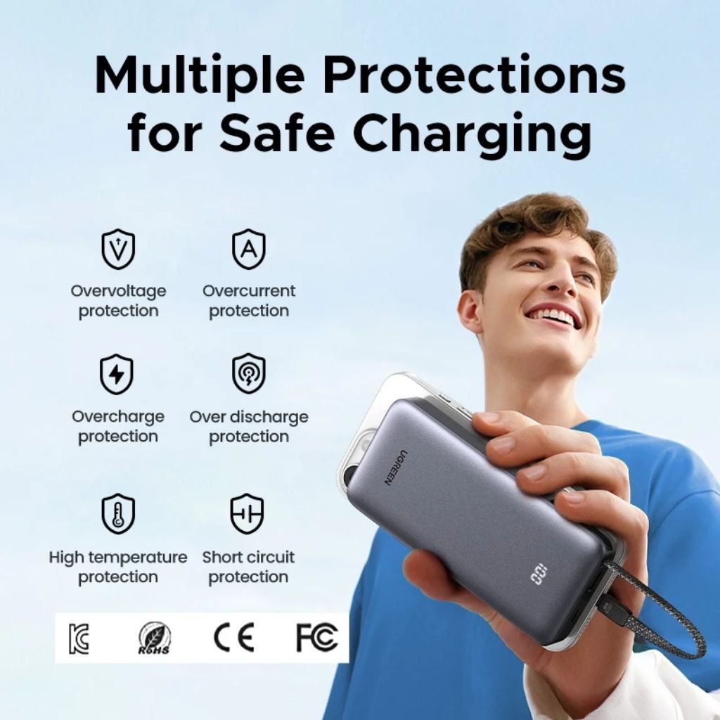 UGREEN 20000mAh 45W Fast Charging Power Bank with Built-In Cable - Image 7
