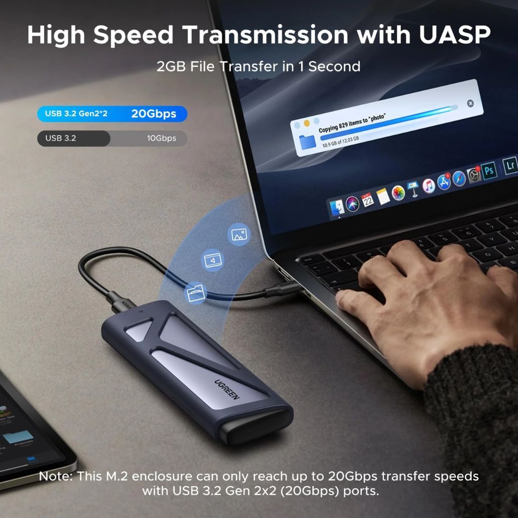 UGREEN M.2 NVMe/SATA SSD Enclosure 20Gbps - Image 2