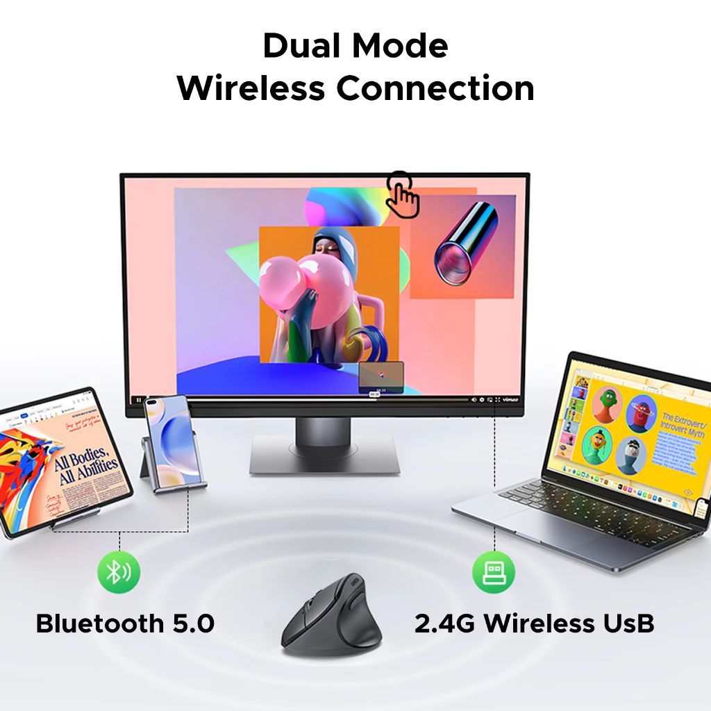 UGREEN Multi-Mode Wireless Vertical Mouse - Image 4
