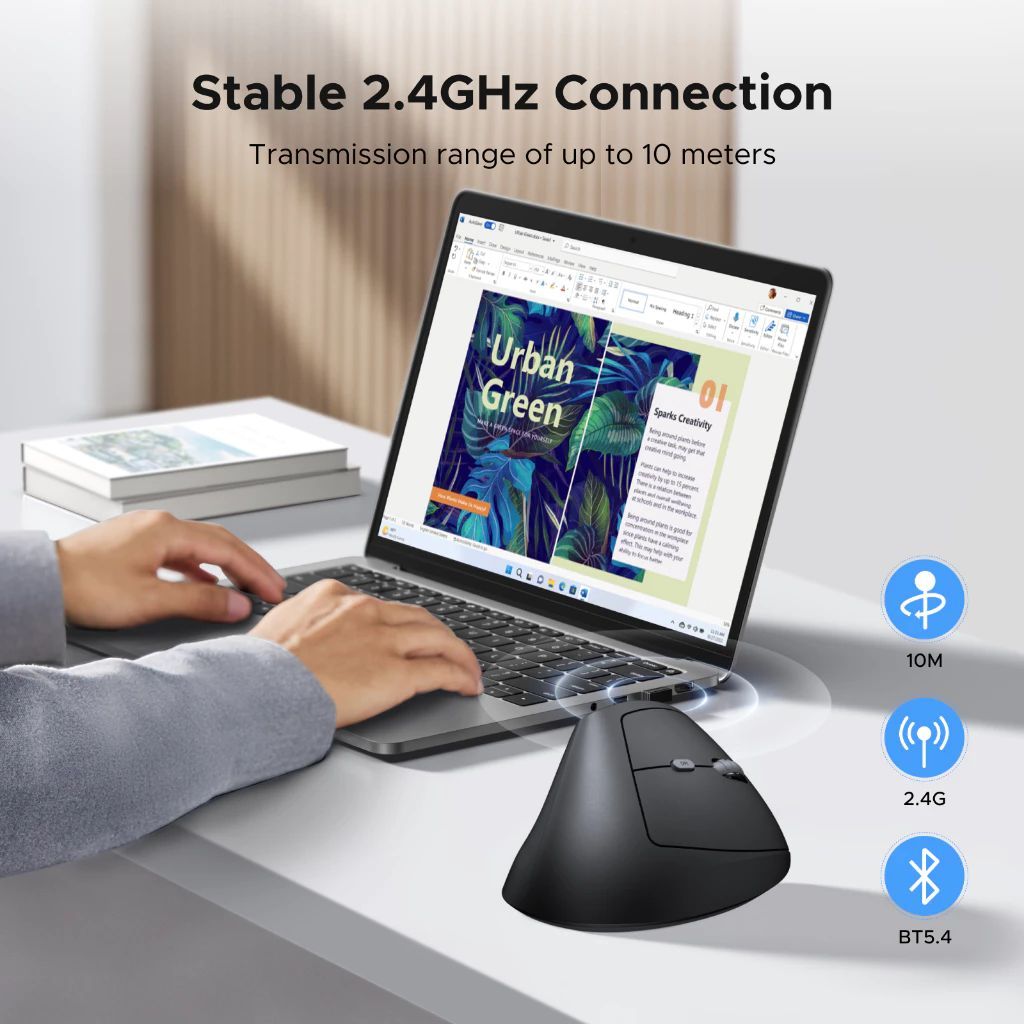 UGREEN Multi-Mode Wireless Vertical Mouse - Image 5