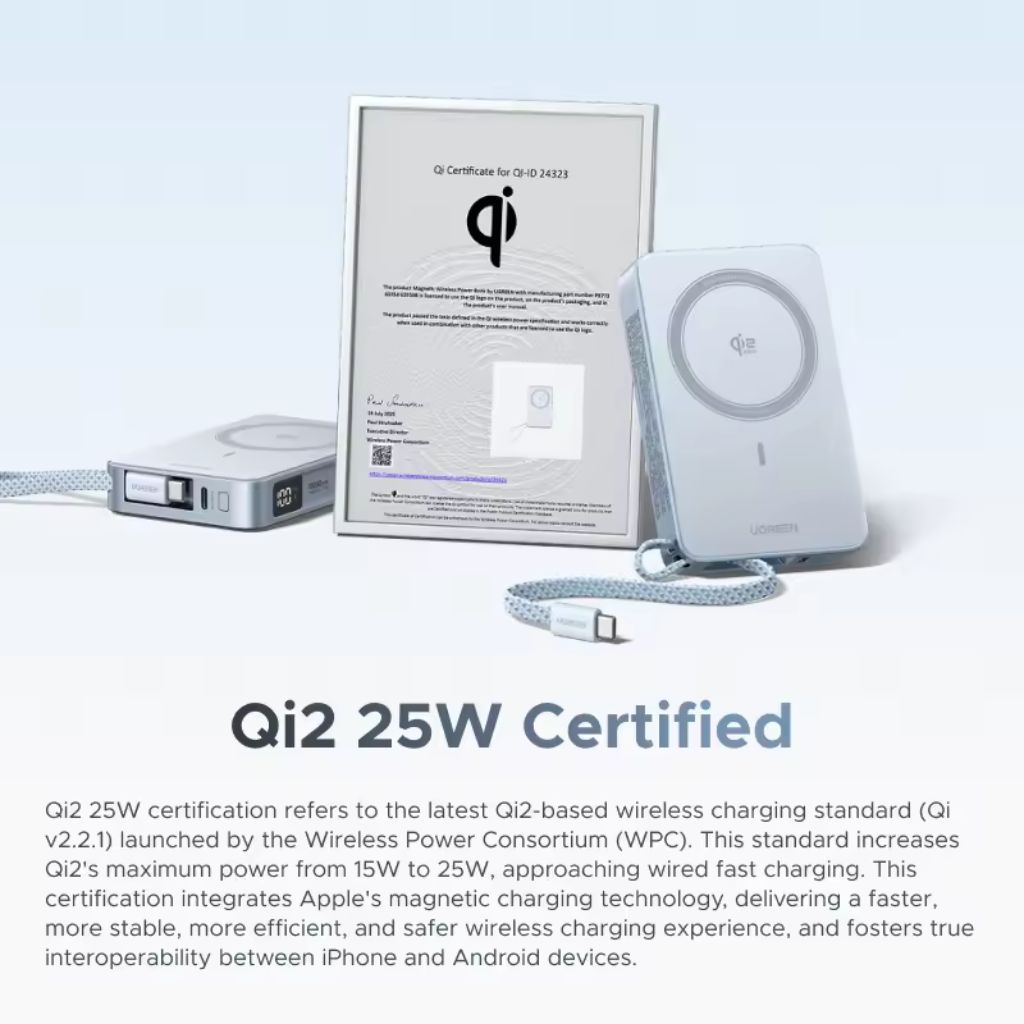 UGREEN MagFlow 10000mAh Qi2.2 25W Magnetic Wireless Power Bank - Image 8