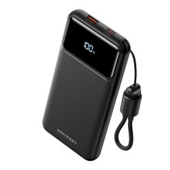 Vention 10000mAh 22.5W Power Bank with Built-in Cable - Black