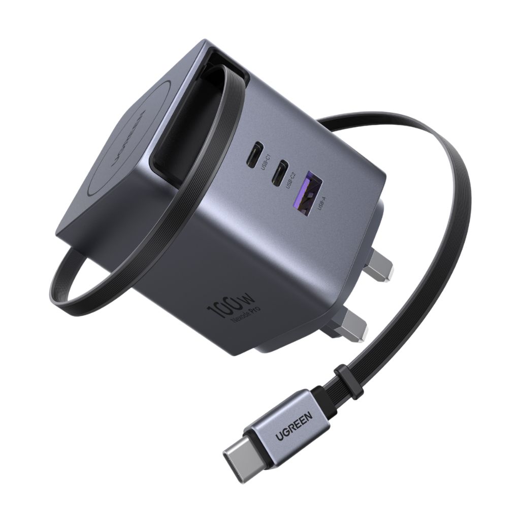 UGREEN Nexode Pro 100W GaN Fast Charger with Retractable Cable