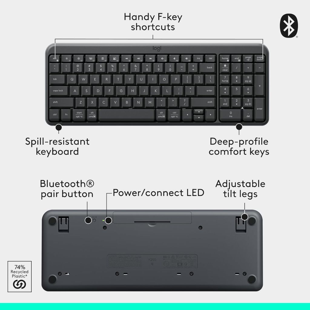 Logitech MK250 Bluetooth Wireless Keyboard & Mouse Combo - Image 8