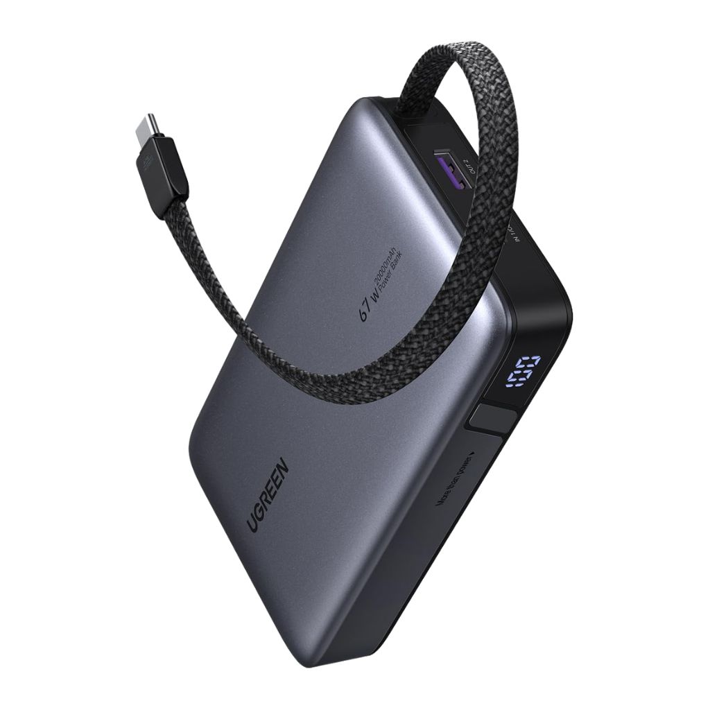 UGREEN 20000mAh 67W Power Bank with Built-in USB-C Cable